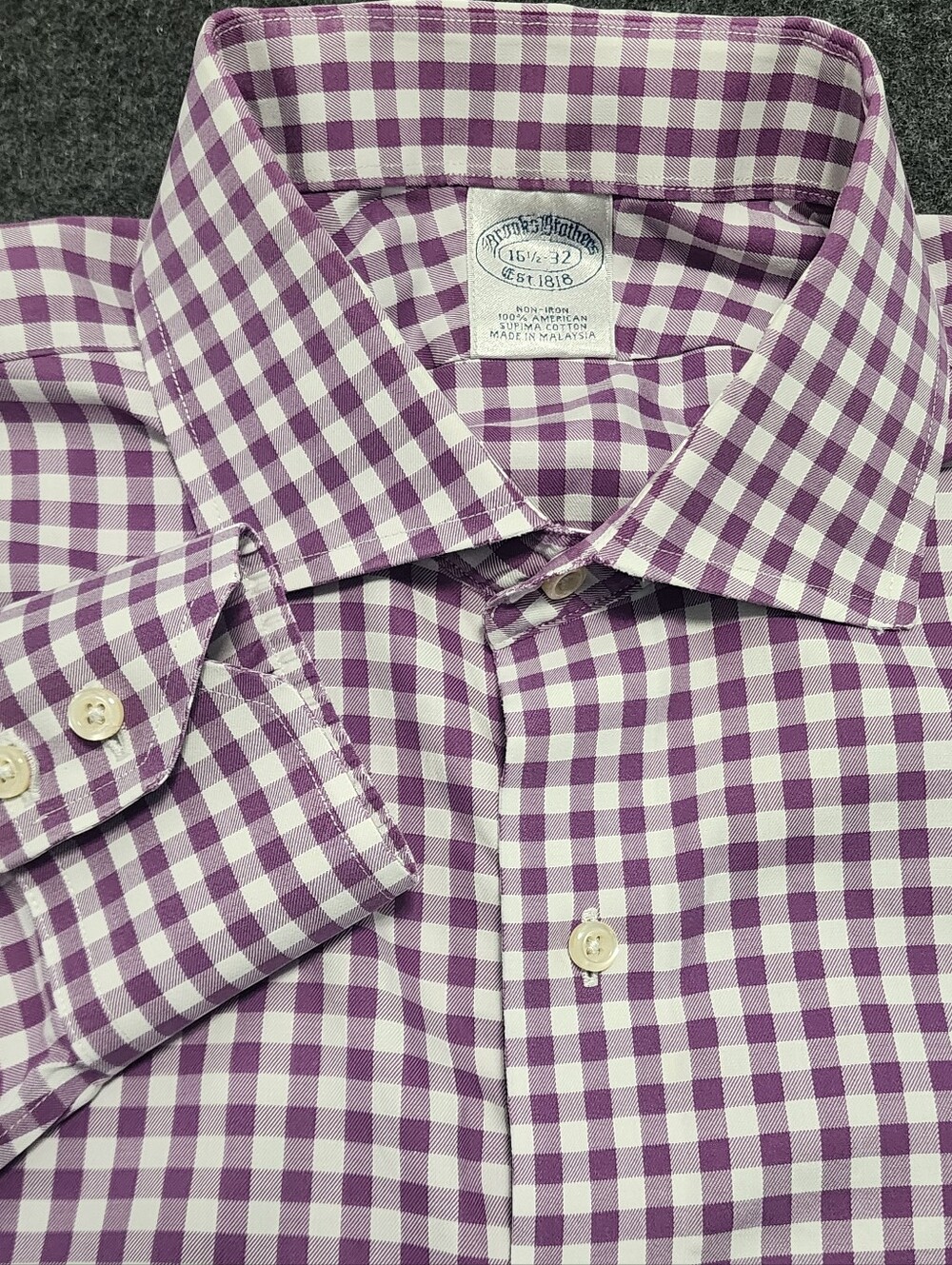Brooks Brothers Purple And White Button Down Dress Shirt